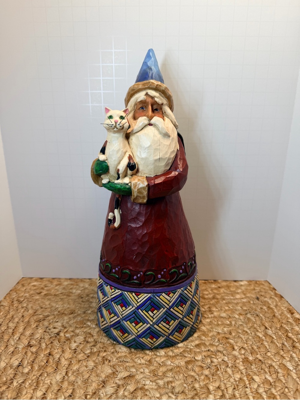Jim Shore Heartwood Creek Hand Painted Santa with Cat Resin Figurine 7.5in 2002